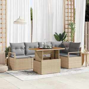 vidaXL Set de canapele pentru grădină 6 pcs Bej Rattan poli imagine