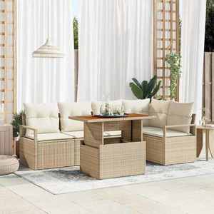 vidaXL Set de canapele pentru grădină 6 pcs Bej Rattan poli imagine