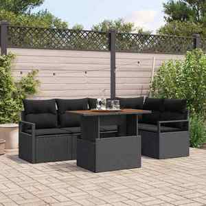 vidaXL Set de canapele pentru grădină 6 pcs Negru Rattan poli imagine
