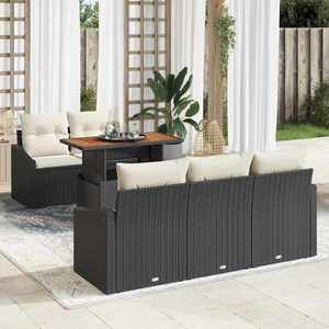 vidaXL Set de canapele pentru grădină 6 pcs Negru Rattan poli imagine