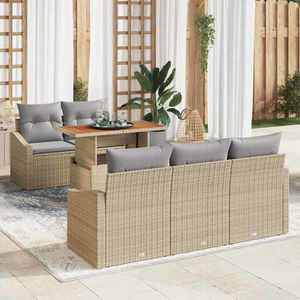 vidaXL Set de canapele pentru grădină 6 pcs Bej Rattan poli imagine