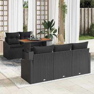 vidaXL Set de canapele pentru grădină 6 pcs Negru Rattan poli imagine