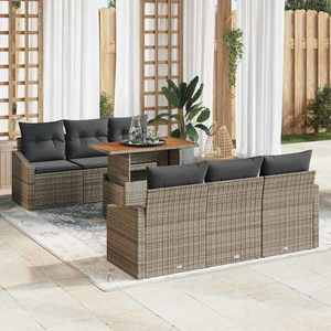 vidaXL Set de canapele pentru grădină 7 pcs Gri Rattan poli imagine