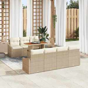 vidaXL Set de canapele pentru grădină 8 pcs Bej Rattan poli imagine