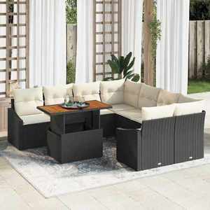 vidaXL Set de canapele pentru grădină 9 pcs Negru Rattan poli imagine