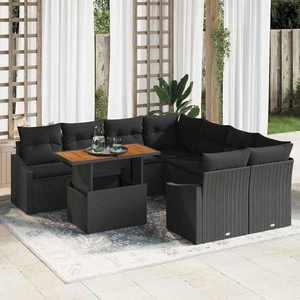 vidaXL Set de canapele pentru grădină 9 pcs Negru Rattan poli imagine