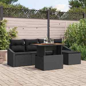 vidaXL Set de canapele pentru grădină 6 pcs Negru Rattan poli imagine