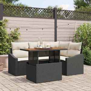vidaXL Set de canapele pentru grădină 5 pcs Negru Rattan poli imagine