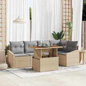 vidaXL Set de canapele pentru grădină 6 pcs Bej Rattan poli imagine