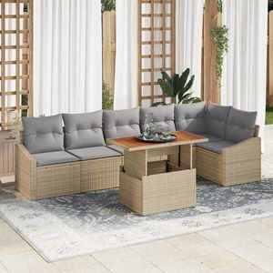 vidaXL Set de canapele pentru grădină 7 pcs Bej Rattan poli imagine