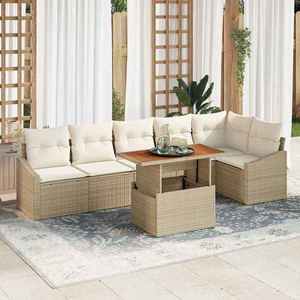 vidaXL Set de canapele pentru grădină 7 pcs Bej Rattan poli imagine