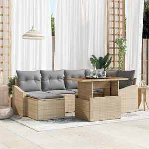 vidaXL Set de canapele pentru grădină 7 pcs Bej Rattan poli imagine