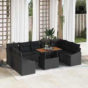 vidaXL Set de canapele pentru grădină 10 pcs Negru Rattan poli imagine