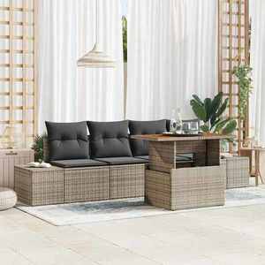 vidaXL Set de canapele pentru grădină 5 pcs Gri Rattan poli imagine