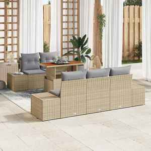 vidaXL Set de canapele pentru grădină 6 pcs Bej Rattan poli imagine