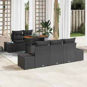 vidaXL Set de canapele pentru grădină 6 pcs Negru Rattan poli imagine
