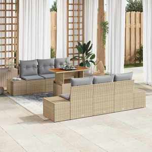 vidaXL Set de canapele pentru grădină 7 pcs Bej Rattan poli imagine