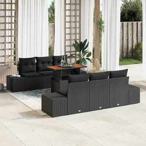 vidaXL Set de canapele pentru grădină 7 pcs Negru Rattan poli imagine