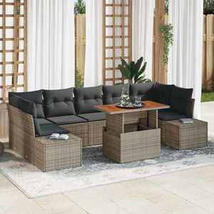 vidaXL Set de canapele pentru grădină 8 pcs Gri Rattan poli imagine