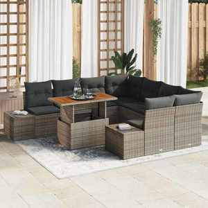 vidaXL Set de canapele pentru grădină 9 pcs Gri Rattan poli imagine