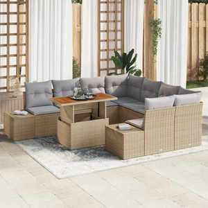 vidaXL Set de canapele pentru grădină 9 pcs Bej Rattan poli imagine
