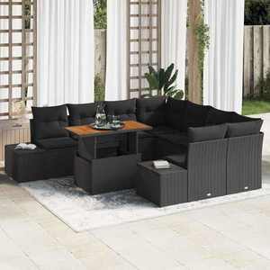 vidaXL Set de canapele pentru grădină 9 pcs Negru Rattan poli imagine