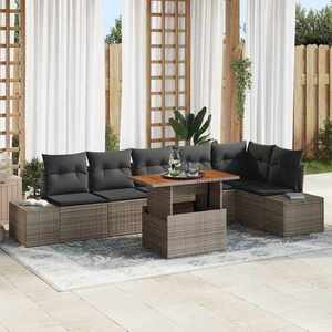 vidaXL Set de canapele pentru grădină 7 pcs Gri Rattan poli imagine