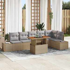 vidaXL Set de canapele pentru grădină 7 pcs Bej Rattan poli imagine