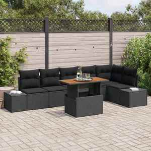 vidaXL Set de canapele pentru grădină 7 pcs Negru Rattan poli imagine