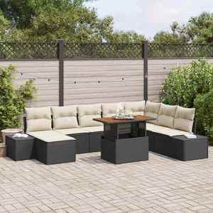 vidaXL Set de canapele pentru grădină 9 pcs Negru Rattan poli imagine