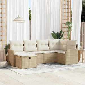 vidaXL Set de canapele pentru grădină 6 pcs bej și crem Rattan poli imagine