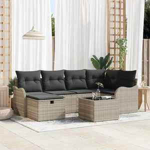 vidaXL Set de canapele pentru grădină 7 pcs Gri deschis Rattan poli imagine