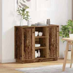 vidaXL Bufet cu raft cu ușă Lemn Vechi 90 x 32 x 75 cm Lemn compozit imagine
