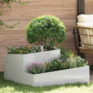 vidaXL Vază pentru Grădină Argintiu 80 x 80 x 50 cm Oţel inoxidabil imagine