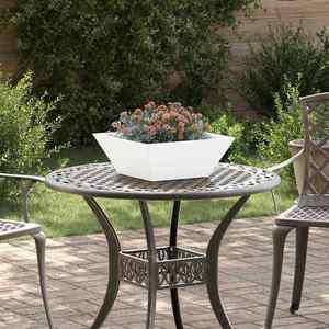 vidaXL Vază pentru Grădină Alb 40 x 40 x 15 cm Oțel laminat la rece imagine