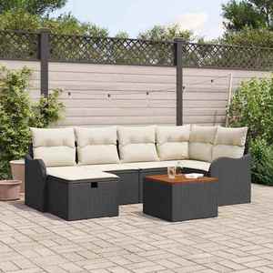 vidaXL Set de canapele pentru grădină cu pernă 7 pcs Negru Rattan poli imagine