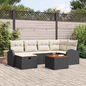 vidaXL Set de canapele pentru grădină cu pernă 7 pcs Negru Rattan poli imagine