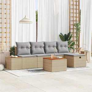 vidaXL Set de canapele pentru grădină cu pernă 6 pcs Bej Rattan poli imagine