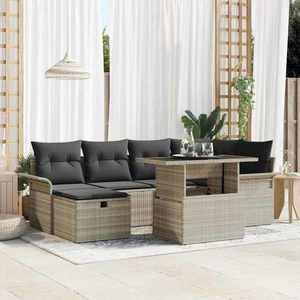 vidaXL Set de canapele pentru grădină 7 pcs Gri deschis Rattan poli imagine