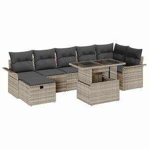 vidaXL Set de canapele pentru grădină 8 pcs Gri deschis Rattan poli imagine