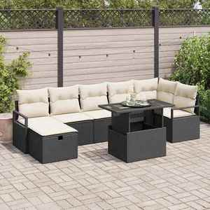 vidaXL Set de canapele pentru grădină cu pernă 8 pcs Negru Rattan poli imagine
