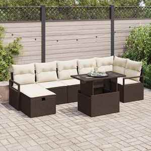 vidaXL Set de canapele pentru grădină cu pernă 8 pcs Maro Rattan poli imagine