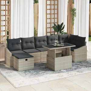 vidaXL Set de canapele pentru grădină 8 pcs Gri deschis Rattan poli imagine