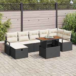 vidaXL Set de canapele pentru grădină cu pernă 8 pcs Negru Rattan poli imagine