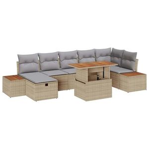 vidaXL Set de canapele pentru grădină cu pernă 8 pcs Bej Rattan poli imagine