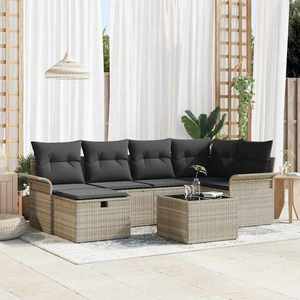 vidaXL Set de canapele pentru grădină 7 pcs Gri deschis Rattan poli imagine