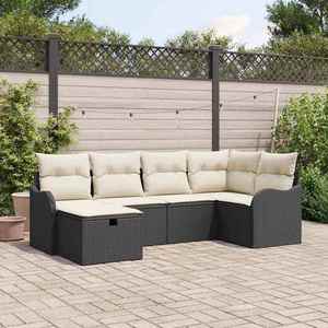 vidaXL Set de canapele pentru grădină cu pernă 6 pcs Negru Rattan poli imagine