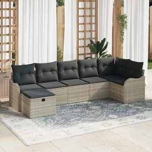 vidaXL Set de canapele pentru grădină 7 pcs Gri deschis Rattan poli imagine