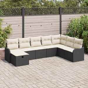 vidaXL Set de canapele pentru grădină cu pernă 8 pcs Negru Rattan poli imagine