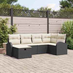 vidaXL Set de canapele pentru grădină cu pernă 6 pcs Negru Rattan poli imagine